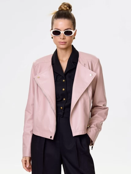 Пудровая кожаная женская косуха 389, размер 42, артикул 90451-3