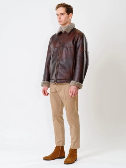 Короткая мужская дубленка 140, виски, размер 48, артикул 70250-3