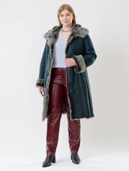 Зимний комплект женский: Дубленка 123НК + Брюки 02, синий/бордовый, р. 42, арт. 111248-6