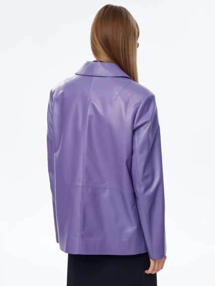 Сиреневый кожаный женский пиджак премиум класса 3016, размер 48, артикул 91680-6