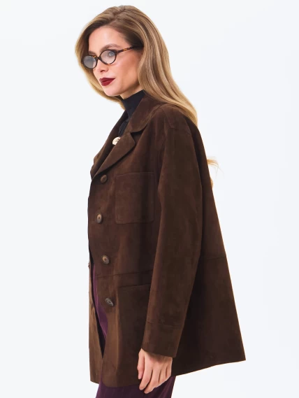 Замшевая куртка премиум класса для женщин 3092з, коричневая, размер 44, артикул 24630-4