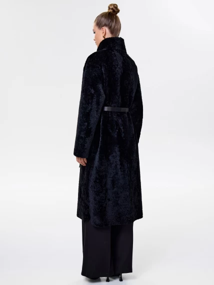 Длинное женское пальто из натуральной овчины астрагана премиум класса 2060, черное, размер 46, артикул 64320-5