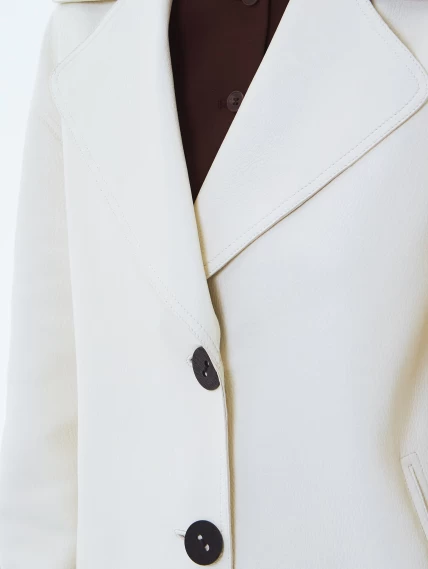 Белый кожаный женский пиджак премиум класса 3097, размер 44, артикул 24720-2