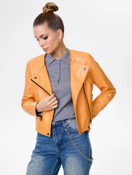 Оранжевая кожаная косуха для женщин 389, размер 46, артикул 90441-7