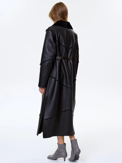 Длинная классическая женская дубленка премиум класса 2054, черная, размер 48, артикул 64170-5