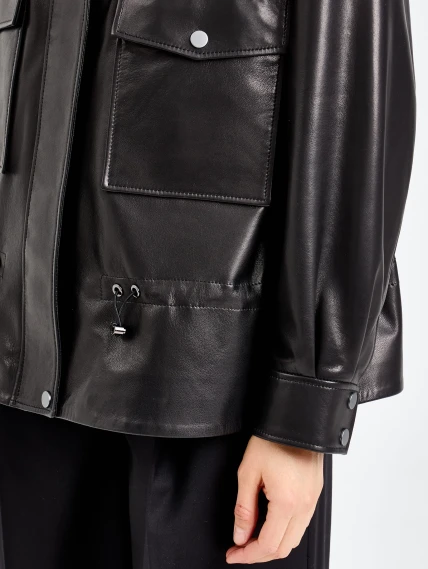 Черная женская кожаная куртка 3101, размер 42, артикул 92200-3