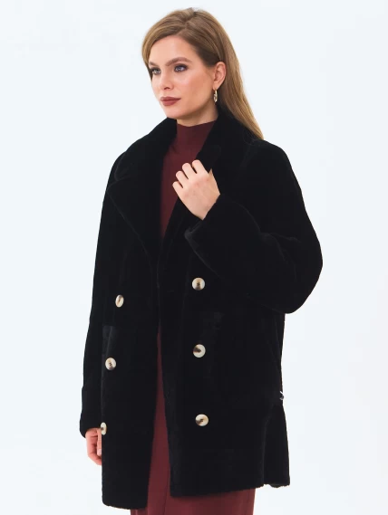 Черная женская шуба из астрагана 2064, размер 48, артикул 64630-2