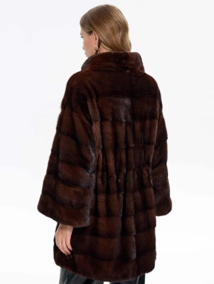 Короткая коричневая норковая женская шуба MANAKAS 2524, размер 38, артикул 34470-5