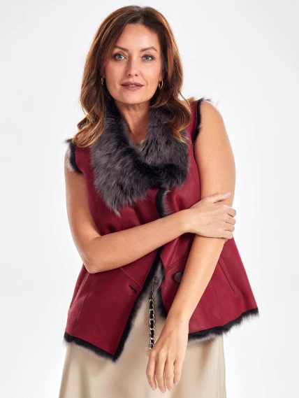 Меховой жилет из тосканы премиум класса для женщин 06, красный, размер 46, артикул 62430-6