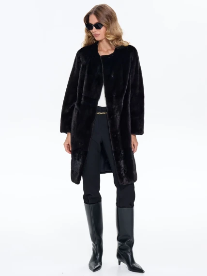 Черная женская шуба из меха норки BRASCHI NJ 13, размер 42, артикул 34370-5