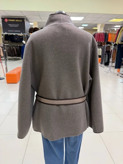 Серо-коричневое полупальто кашемировое женское 1131-70, размер 46, артикул 92600-1