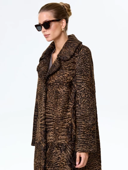 Длинное пальто из меха каракульчи для женщин премиум класса Лола(ав), темно-коричневое, размер 50, артикул 33980-2