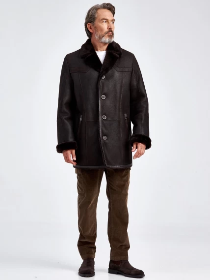 Мужская классическая дубленка 405, коричневая, размер 46, артикул 70671-5