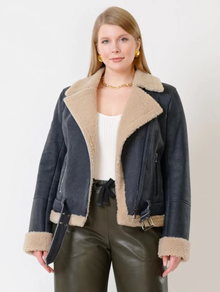 Зимний комплект женский: Дубленка 201 + Брюки 06, синий/оливковый, р. 48, арт. 111352-4