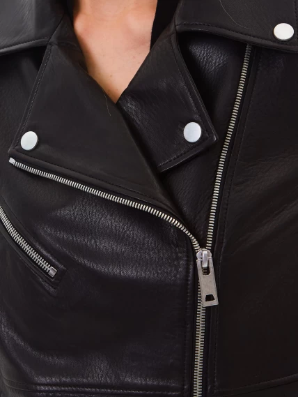 Кожаная женская куртка косуха премиум класса 3079, черная, размер 50, артикул 24650-2