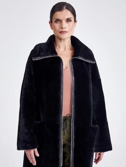 Двусторонняя женская дубленка из астрагана премиум класса 2015, черная, размер 48, артикул 62720-3