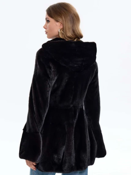 Черная женская норковая шуба BRASCHI Н 717, размер 44, артикул 34410-5