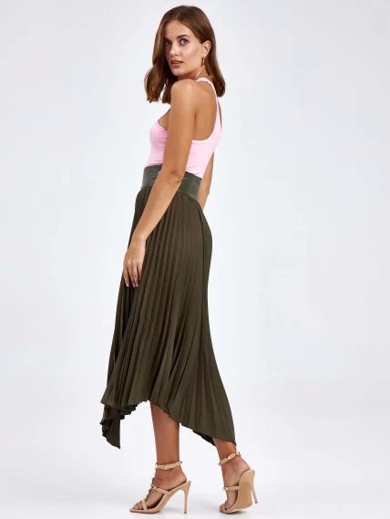 Женские кожаная юбка из экокожи 4820767, оливковая, размер 44, артикул 85820-4