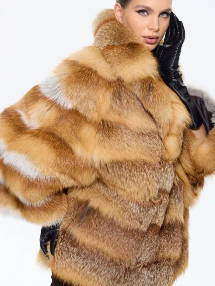 Женская короткая шуба из меха лисы М1010 - 313, рыжая, размер 48, артикул 65280-0