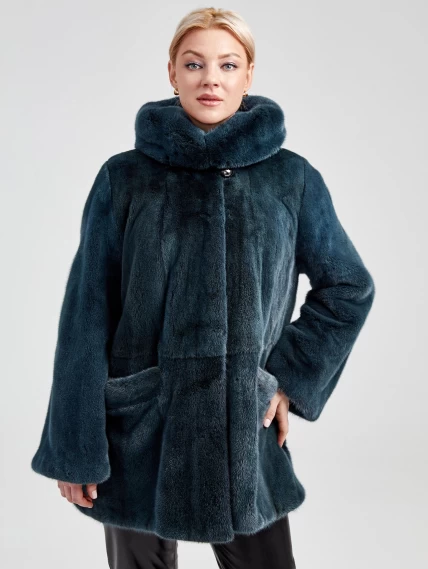 Зимний комплект женский: Шуба из меха норки Nina + Брюки 02, зеленый/черный, р. 52, арт. 111370-3