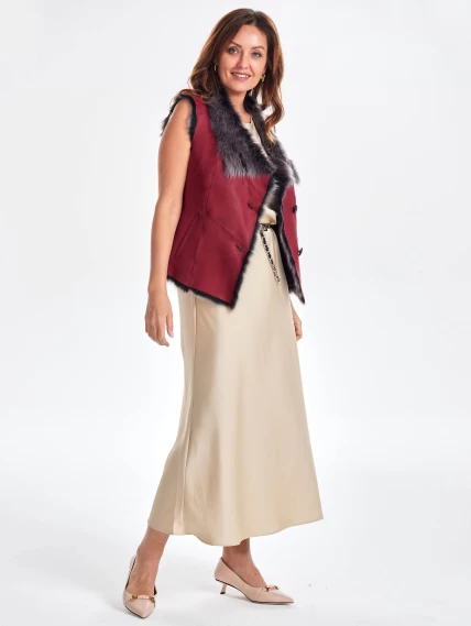 Меховой жилет из тосканы премиум класса для женщин 06, красный, размер 46, артикул 62430-0