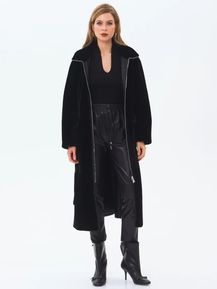 Длинная женская дубленка из астрагана 2062, черная, размер 46, артикул 64700-5