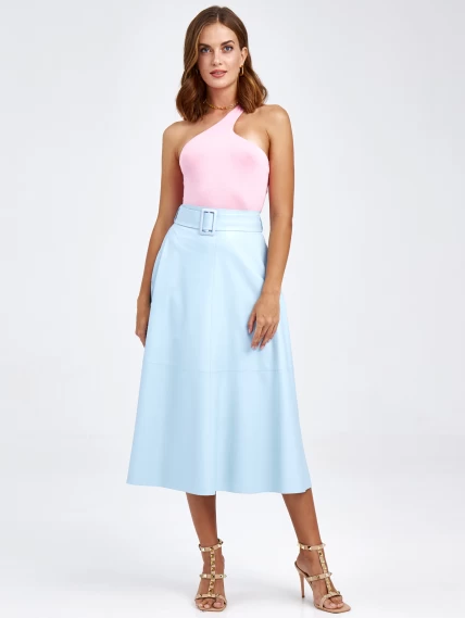 Женские кожаная юбка из экокожи 4820757, голубая, размер 48, артикул 85770-0