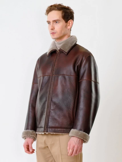 Короткая мужская дубленка 140, виски, размер 48, артикул 70250-5