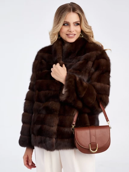 Соболиная шуба автоледи для женщин премиум класса 2а(с), темно-коричневая, размер 50, артикул 33680-4