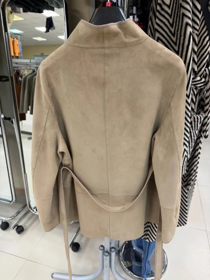 Бежевая женская замшевая куртка 3105з, размер 46, артикул 92340-1