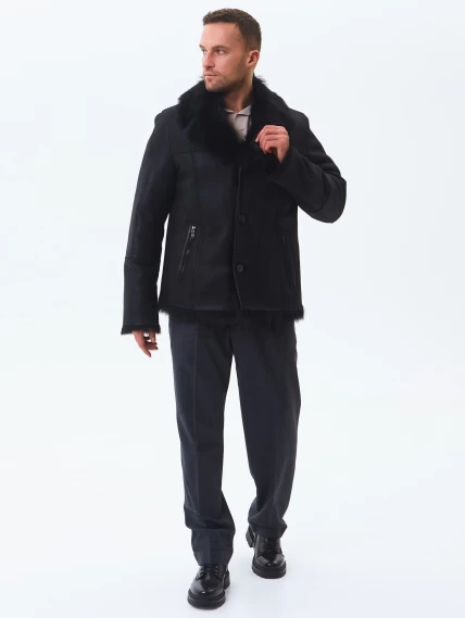 Короткая мужская дубленка из тосканы премиум класса Мишель, черная, размер 52, артикул 70631-6