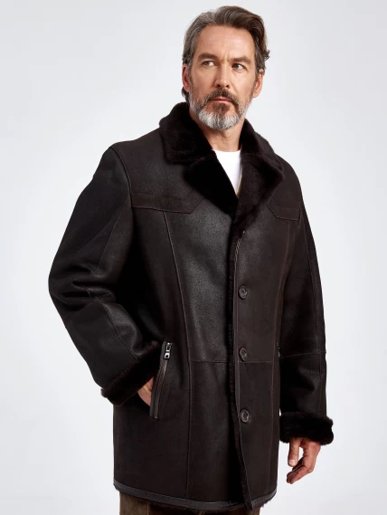 Мужская классическая дубленка 405, коричневая, размер 46, артикул 70671-3