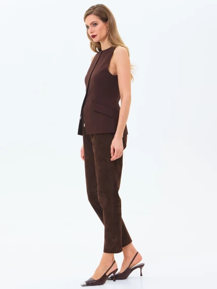 Замшевые женские брюки 09з, коричневые, размер 44, артикул 86030-3