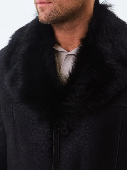 Короткая мужская дубленка из тосканы премиум класса Мишель, черная, размер 52, артикул 70631-2