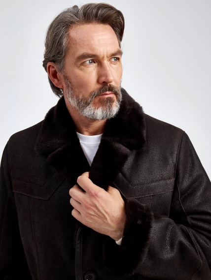 Мужская классическая дубленка 405, коричневая, размер 46, артикул 70671-4