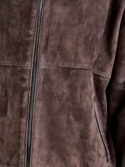 Женская замшевая куртка бомбер премиум класса 3106з, серая, размер 46, артикул 92430-3