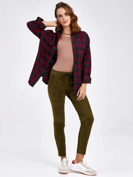 Кожаные женские брюки из натуральной замши 07_1, зеленые, размер 44, артикул 85620-0