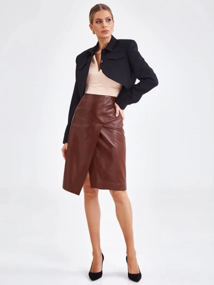 Юбка миди из натуральной кожи 15, табачная, размер 44, артикул 85890-0