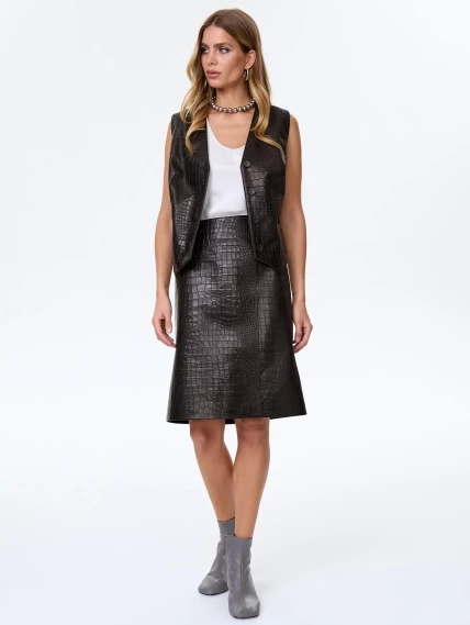 Укороченный женский жилет премиум класса 09, черный, размер 48, артикул 64250-6