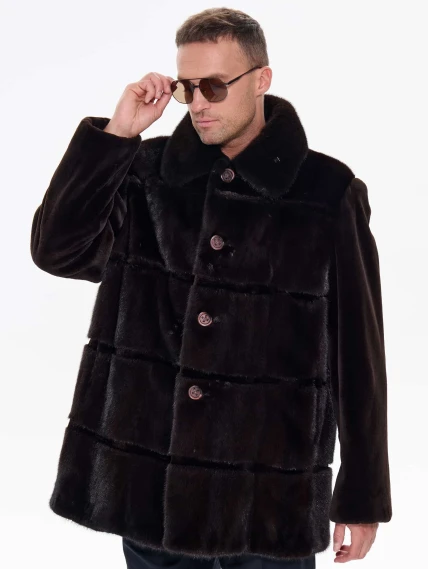 Шуба мужская из меха норки REGAL RRM-506, коричневая, размер 56, артикул 34550-4