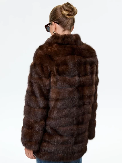 Женская соболиная шуба Роза(с), темно-коричневая, размер 44, артикул 34120-7