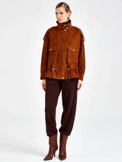 Замшевая женская куртка премиум класса 3101з, виски, размер 48, артикул 92420-7