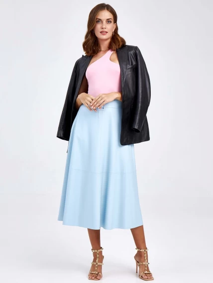 Женские кожаная юбка из экокожи 4820757, голубая, размер 48, артикул 85770-3