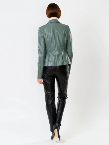 Оливковый кожаный женский пиджак премиум класса 316рс, размер 44, артикул 90250-4
