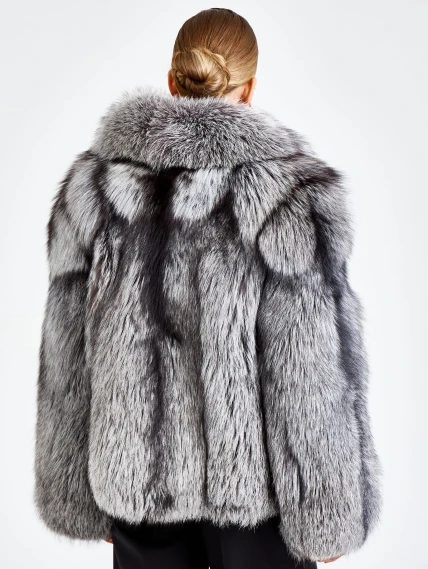 Женская короткая шуба из меха лисы Л1010-1045, серебристо-чёрная, размер 46, артикул 65500-5