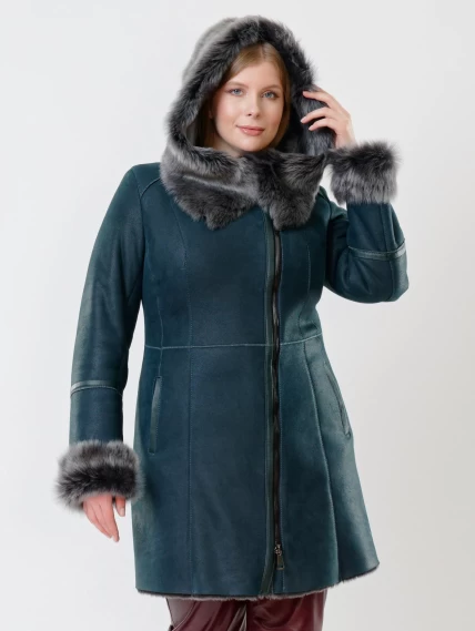 Демисезонный комплект женский: Дубленка 283 + Брюки 02, синий/бордовый, р. 44, арт. 111231-3