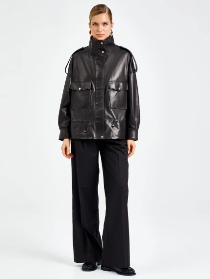 Черная женская кожаная куртка 3101, размер 42, артикул 92200-7