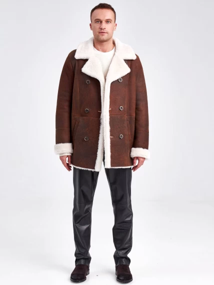Дубленка двубортная мужская 431, виски, размер 48, артикул 71151-5