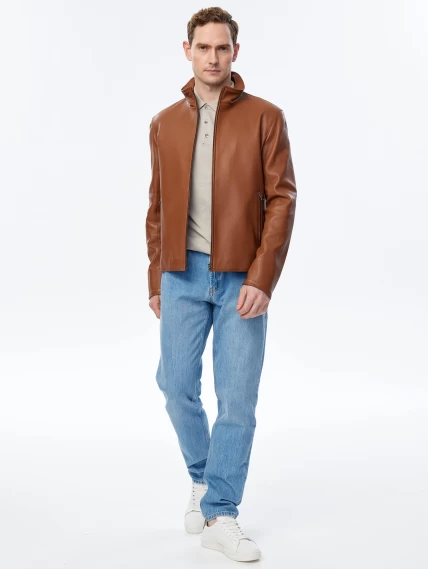 Короткая кожаная куртка премиум класса для мужчин 2010-9, виски, размер 50, артикул 29710-6