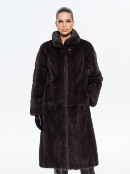 Длинная женcкая шуба  из меха норки Москвичка -1756, черная, размер 48, артикул 65450-2